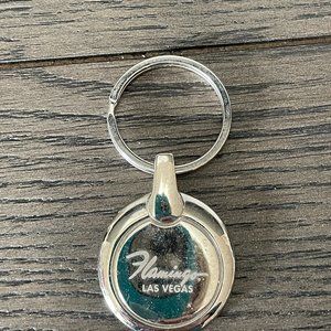 The Flamingo Hotel Casino Las Vegas Vintage Silver Chrome Keychain